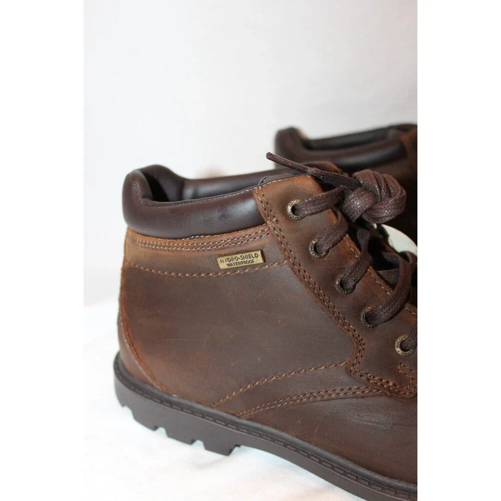 ROCKFORD MEN'S STORM SURGE PLAIN‎ TOE LEATHER BOOTS NEW SZ 7.5 BROWN $160